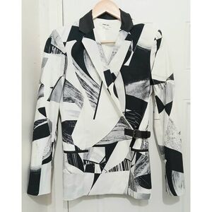 Helmut Lang womens xsmall black and white abstract blazer jacket
